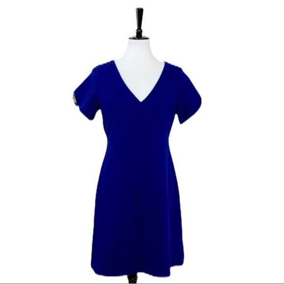 Betsey Johnson Dresses & Skirts - Betsey Johnson Dress V-Neck Blue Empire Waist A-Line Short Sleeve Women's Size 6